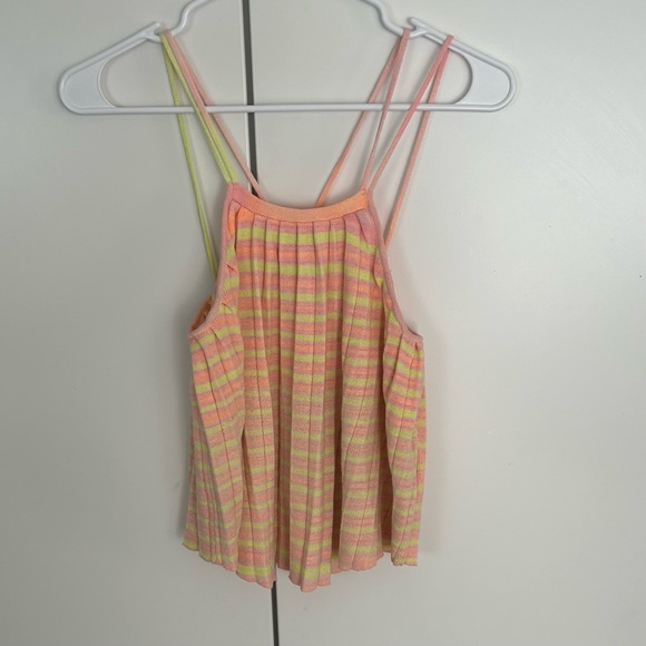 Kimchi Blue Pink and Yellow Striped Pleated Knit Crop Top. Size XS - Picture 7 of 11